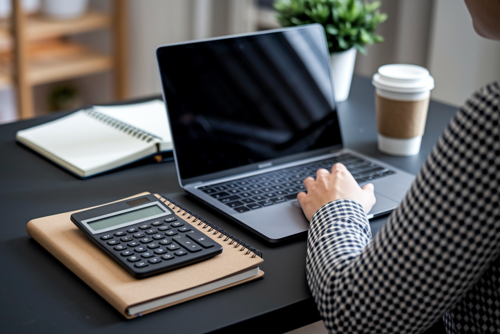 bureau-personne-dos-ordinateur-tasse-cafe