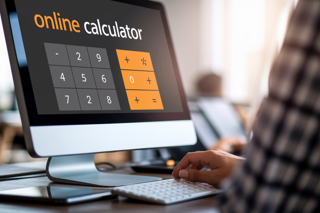 ecran-calculatrice-flou-main-bureau