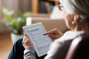 personne-agee-tablette-salon-flou