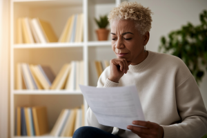 personne-mature-assise-documents-ensoleillee