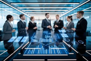 bureau-moderne-ecran-digital-equipe