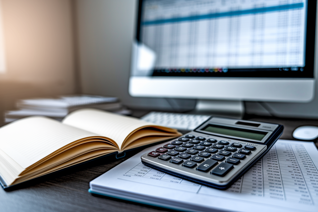 calculatrice-cahier-ouvert-ordinateur-tableur