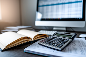 calculatrice-cahier-ouvert-ordinateur-tableur