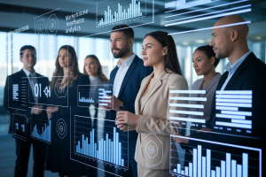 ecran-graphes-professionnels-bureau-flou