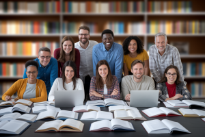 groupe-divers-table-livres-ordinateurs