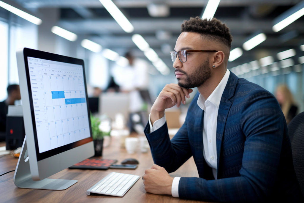 professionnel-bureau-ecran-calendrier-flou