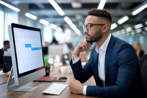 professionnel-bureau-ecran-calendrier-flou