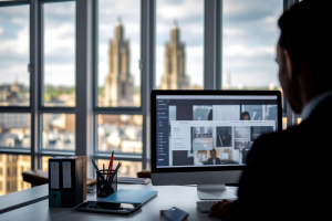 professionnel-bureau-ecran-flou-vue-rouen