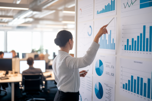 professionnel-tableau-graphiques-dos-tourne