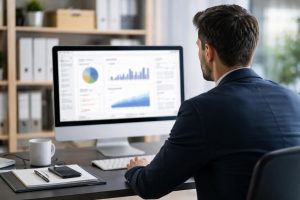 bureau-moderne-professionnel-ordinateur-etageres