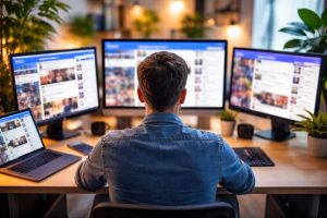 personne-bureau-ecrans-reseaux-sociaux